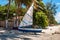 Malagasy wooden sail boat on the sea coast, Madagascar