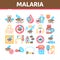 Malaria Illness Dengue Collection Icons Set Vector