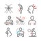 Malaria line icon. Infographics. Symptoms, Vector signs for web graphics.