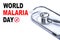 MALARIA mosquito sucking blood World Malaria Day Zika virus alert, medical concept.