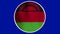 Malawi Circular Flag Loop - Realistic 4K flag waving in the wind.