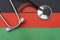 Malawi flag and stethoscope. The concept of medicine