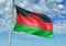 Malawi flag waving with sky on background realistic 3d illustration