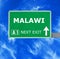 MALAWI road sign against clear blue sky