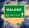 MALAWI road sign against clear blue sky