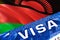 Malawi visa document close up. Passport visa on Malawi flag. Malawi visitor visa in passport,3D rendering. Malawi multi entrance