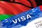 Malawi Visa in passport. USA immigration Visa for Malawi citizens focusing on word VISA. Travel Malawi visa in national