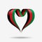 Malawian flag heart-shaped ribbon background layout. Vector illustration.
