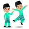 Malay boy happy celebrating the hari raya aidilfitri