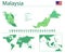 Malaysia detailed map and flag. Malaysia on world map.