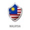 Malaysia flag on metal shiny shield illustration.