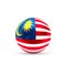 Malaysia flag projected as a glossy sphere on a white background