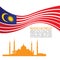 Malaysia flag wave and Crystal Masjid symbols