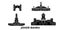 Malaysia, Johor Bahru flat travel skyline set. Malaysia, Johor Bahru black city vector illustration, symbol, travel