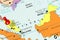 Malaysia, Kuala Lumpur - capital city, pinned on political map