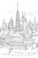 Malaysia Kuala Lumpur cityscape vector coloring page