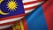 Malaysia and Mongolia two flags textile cloth, fabric texture