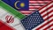 Malaysia United States of America Iran Flags Together Fabric Texture Illustration