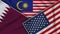 Malaysia United States of America Qatar Flags Together Fabric Texture Illustration