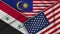 Malaysia United States of America Syria Flags Together Fabric Texture Illustration