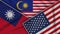 Malaysia United States of America Taiwan Flags Together Fabric Texture Illustration
