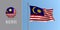 Malaysia waving flag on flagpole and round icon vector illustration