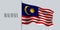 Malaysia waving flag on flagpole vector illustration