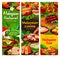 Malaysian cuisine banner, vegetable, meat, seafood