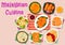 Malaysian cuisine exotic dishes icon design