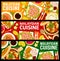 Malaysian cuisine food banners, Asian rice curry