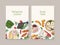 Malaysian cuisine vector poster templates. Asian traditional food realistic hand drawn backgrounds. Chinese meal