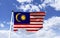 Malaysian flag mockup fluttering in the wind.