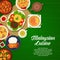 Malaysian food menu cover, restaurant cuisine dish