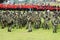 Malaysian soldiers in uniform and fully armed.