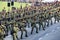 Malaysian soldiers in uniform and fully armed.