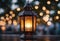 a malaysian traditional lantern called pelita with light bokeh at background