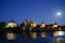 Malbork castle in Poland at night with reflection in Nogat river