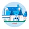 Malbork Castle in Poland.Travel Poland landmark icon.Vector illustration