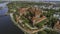 Malbork a powerful Teutonic castle over the Nogat from a bird`s eye view