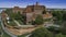 Malbork a powerful Teutonic castle over the Nogat from a bird`s eye view