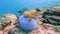 Maldive anemonefish and blue sea anemone underwater