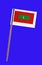 Maldive Islands flag ,with Tooth pick wit a small paper flag of Mauritania on a blue screen for chromakey screen for chromakey