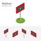 Maldive Islands flag, vector set of 3D isometric icons