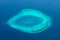 Maldives aerial panorama blue water reef