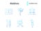 Maldives attractions outline icons set. Coctail and sup board. Palm. Tropical resort. Isolated vector illustration