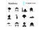 Maldives attributes glyph icons set. Jet ski and diving. Water bungalow, palm. Isolated vector stock illustration