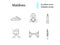 Maldives attributes outline icons set. Jet ski and diving. Geography. Editable stroke. Isolated vector illustration