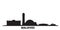 Maldives city skyline isolated vector illustration. Maldives travel black cityscape