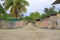 Maldives, Dhangethi Island. One of the streets on island. Poor society, old houses and sand roads