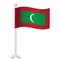 Maldives flag. National flag of Maldives on pole vector